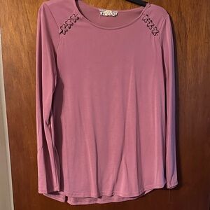 Pink Republic Mauve Long Sleeve Top with Shoulder Lattice